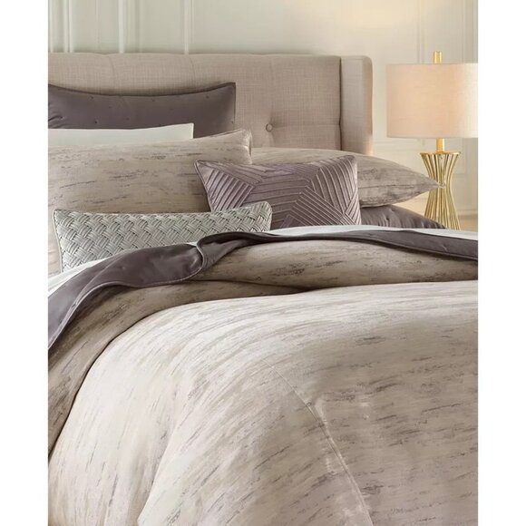 Hotel Collection Impasto Stone 3 Piece Duvet Cover Set King Beige MSRP $550 - Picture 2 of 6